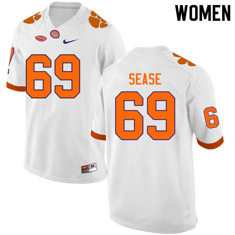 Women #69 Marquis Sease Clemson Tigers College Football Jerseys Sale-White